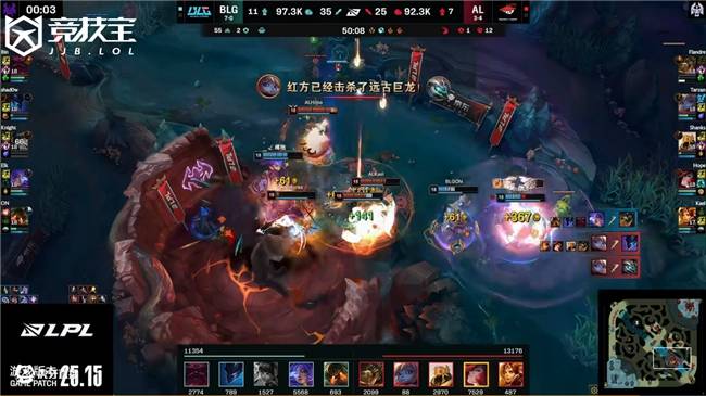 LOL-LPL： AL让一追二击败BLG